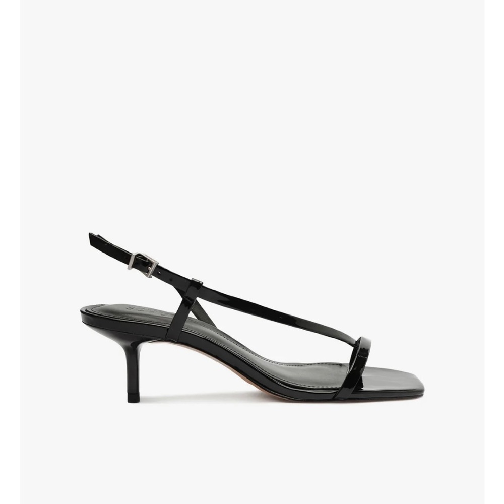 SCHUTZ Black Minimalist Kitten Heel Sandals